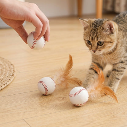 Cat Baseball Feather Shuttlecock Toy